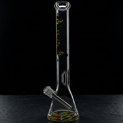 18" Monark Tie Dye Decal Thick Base Beaker on dark slate surface - Oil Slick Pad