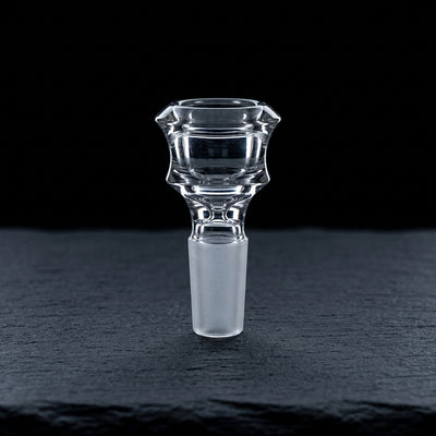 2″ 14mm Clear Hour Glass Flower Bowl on dark slate surface - Oil Slick Pad