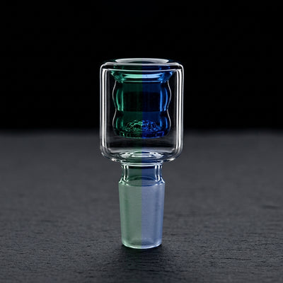 2" 14mm Color Glass Screen Flower Bowl on dark slate surface - Oil Slick Pad