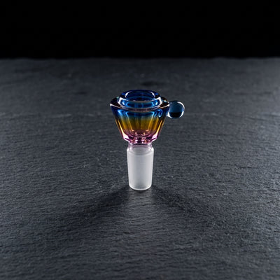 2" 14mm Color Thick Square Funnel Flower Bowl on dark slate surface - Oil Slick Pad