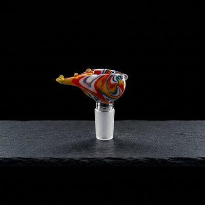 2" 14mm Seashell Reversal Flower Bowl on dark slate surface - Oil Slick Pad