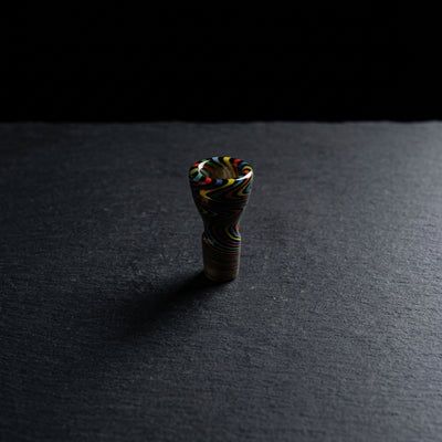 2" 18mm Color Worked Joint Flower Bowl on dark slate surface - Oil Slick Pad