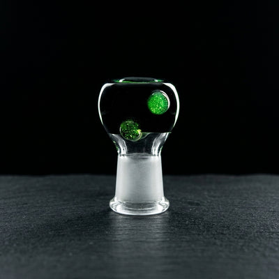 2" 18mm Female Black & Slyme Triangle Bowl on dark slate surface - Oil Slick Pad