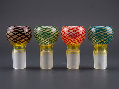 2" 18mm Fume w/ Color Glass Flower Bowl in Brown, Green, Red and Blue