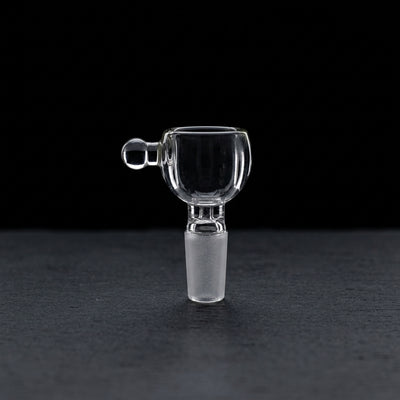 2.5" 14mm Clear Heavy Hitter Flower Bowl on dark slate surface - Oil Slick Pad