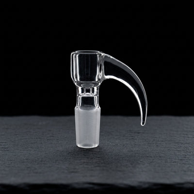 2.5″ 14mm Clear Horn Flower Bowl on dark slate surface - Oil Slick Pad