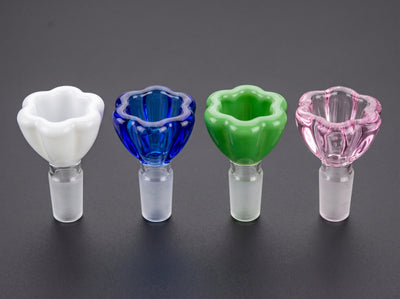 2.5" 14mm Color Flower Shaped Flower Bowl in White, Blue, Green and Pink