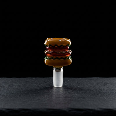 2.5" 14mm Hamburger Flower Bowl on dark slate surface - Oil Slick Pad
