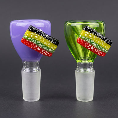 2.5" 14mm Rainbow Stripe Candy Flower Bowl in Purple and Green