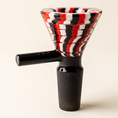 2.5" 14mm Vac Stack Funnel Black Bottom Flower Bowl, light background