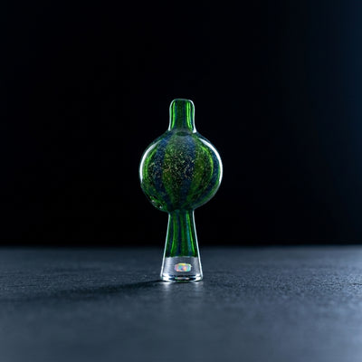 2.5" Dichro Layered Cactus Print Orb w/ Opal Carb Cap on dark slate surface - Oil Slick Pad