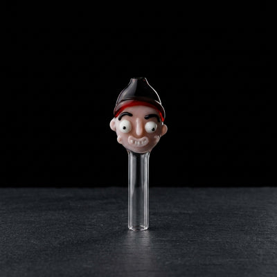 2.5" Peaselburg Rick & Morty Chillum Pendant on dark slate surface - Oil Slick Pad