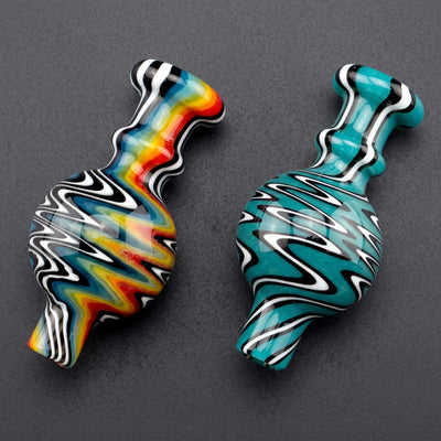 2.5" Wigwag Maria Top Ball Carb Cap in Rainbow and Teal