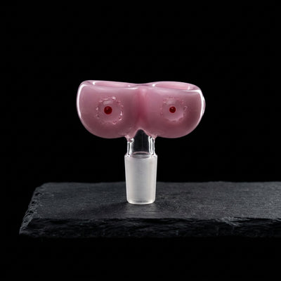 2" Boobies Double Flower Bowl on dark slate surface - Oil Slick Pad