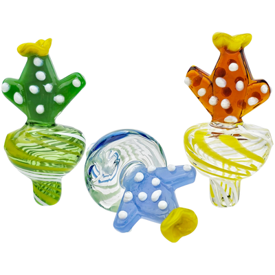 2" Cactus Orb Carb Cap in green, orange and blue