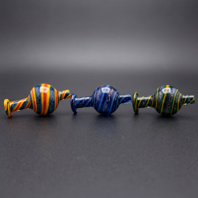2" Dichro Spiral Bubble Carb Cap in Red/Orange/Yellow, Blue and Green/Yellow