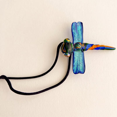 2" Peaselburg Dichro Dragonfly Pendant, light background