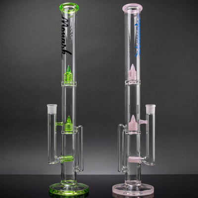 20" Monark Color Accent Jet Perc Inline Straight Tube in Green and Pink