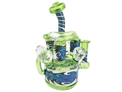 9″ 710 SCI GLASS WIGWAG TRIPLE CAN RECYCLER