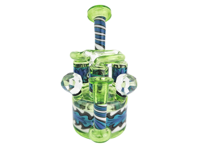 9″ 710 SCI GLASS WIGWAG TRIPLE CAN RECYCLER
