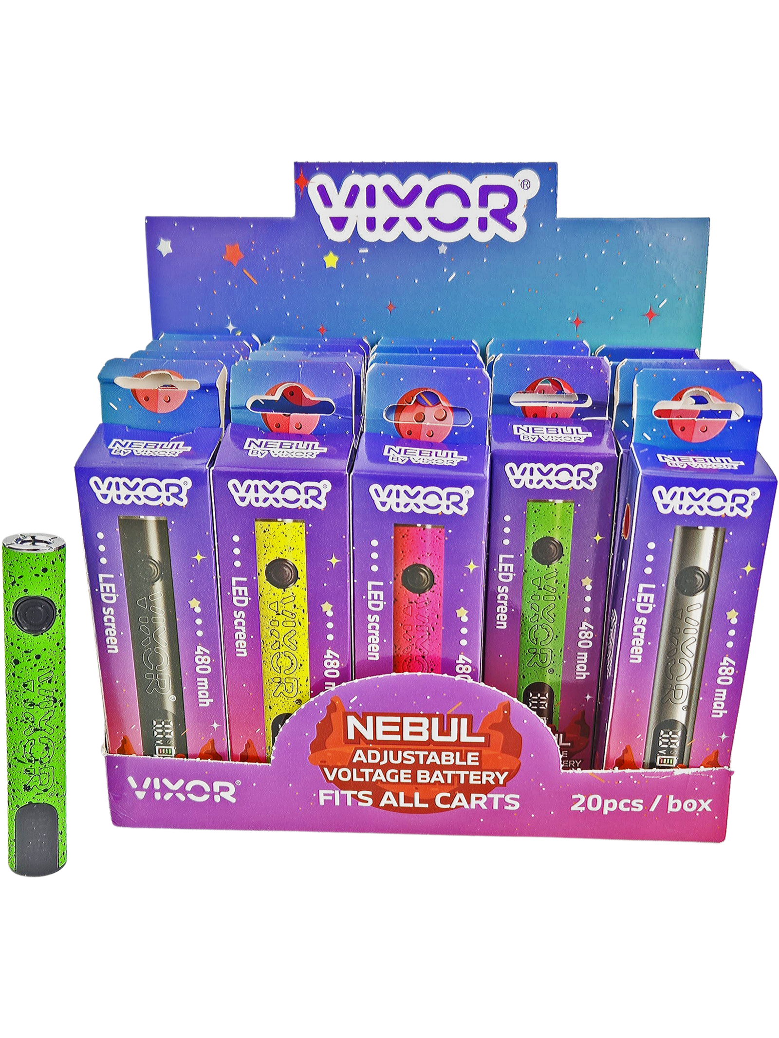 3.5″ 480MAH NEBUL BY VIXOR – BOX OF 20 STICK BATTERIES