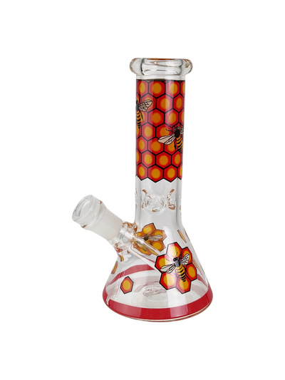 8" Bee & Honeycomb Decal Beaker - alternate angle