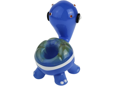 3.5" Sculpted Turtle w/ Color Shell Hand Pipe - close-up view