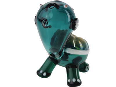 3.5" Sculpted Turtle w/ Color Shell Hand Pipe - detail view