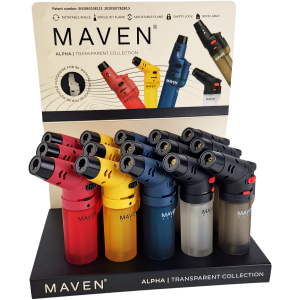 3.5″ MAVEN ALPHA+ TRANSPARENT TORCH – 15 PACK DISPLAY by Maven