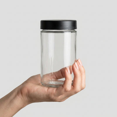 10oz Child-Resistant Glass Jars with Black Caps – 14 Grams (1/2 Ounce) Capacity, Airtight and Durable, 36-Pack – Ideal for Ca