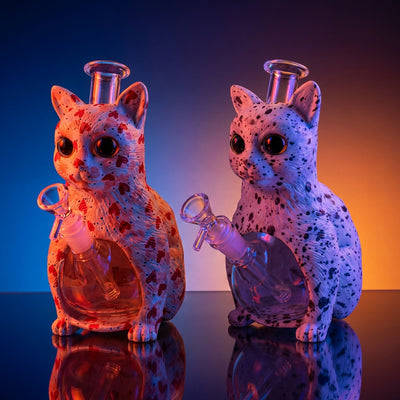 8.8" Cat Water Pipe with Printing | Glass + PVC