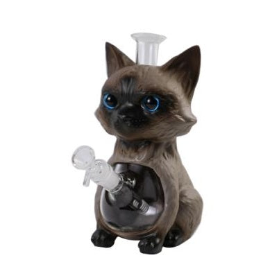 9.4" Siamese Cat Water Pipe | Glass + PVC