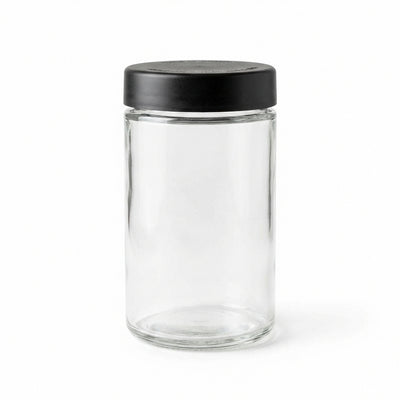 10oz Child-Resistant Glass Jars with Black Caps – 14 Grams (1/2 Ounce) Capacity, Airtight and Durable, 36-Pack – Ideal for Ca