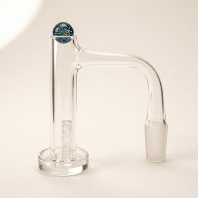 3" Tower Slurper Set w/ Etch Pillar & Dichro Marble - 14mm Male 90°, light background