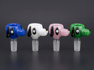 3" 14mm Cartoon Dog Face Flower Bowl in Blue, White, Pink and Green