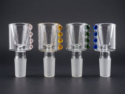 3" 14mm Clear Can w/ Color Dot Flower Bowl in Pink, Yellow, Green and Blue