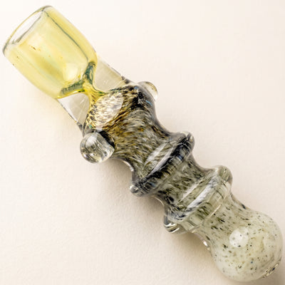 3.5" Double Maria Fume Black & White Frit Chillum, light background