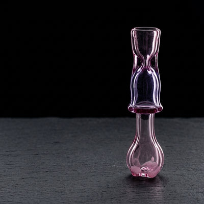 3.5" Pink/Purple Chillum on dark slate surface - Oil Slick Pad