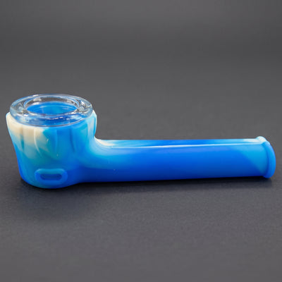 3.5″ Silicone Hand Pipe w/ Glass Flower Bowl