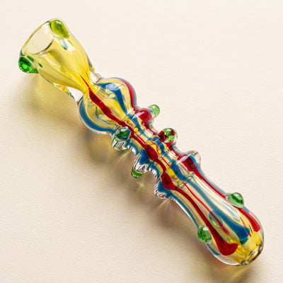 3.5" Two-Tone Color Line Stripe Green Dot Accent Chillum, light background
