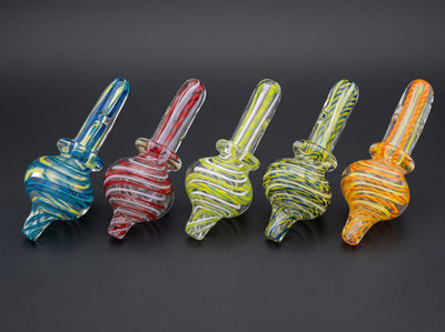 3" Color Fume Swirl Carb Cap in Blue, Red, Green, Yellow and Orange