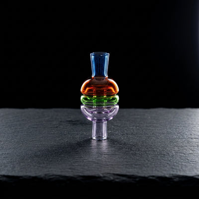 3" Fab w/ 14mm Top Joint Carb Bubble Cap on dark slate surface - Oil Slick Pad