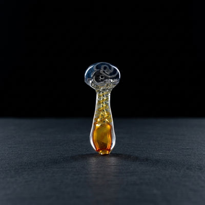 3" Fume Glass Hand Pipe on dark slate surface - Oil Slick Pad