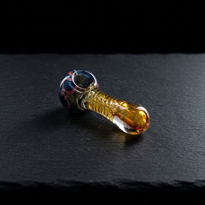 3" Fume Glass Hand Pipe on dark slate surface - Oil Slick Pad