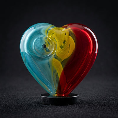 3'' Heart Hand Pipe on dark slate surface - Oil Slick Pad
