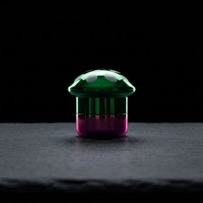 3" Shiny Mushroom Grinder on dark slate surface - Oil Slick Pad