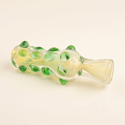 3″ Thick Fume Green Dot Chillum, light background