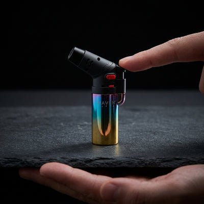 3.5″ MAVEN ALPHA+ CHROME TORCH DISPLAY – 15-Pack on dark slate surface - Oil Slick Pad