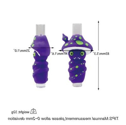 Purple Mushroom Straight Tube Glass Pipe | Silicone
