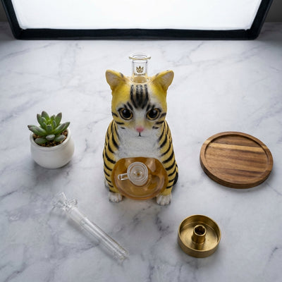8.8" Tabby Cat Water Pipe | Glass + PVC
